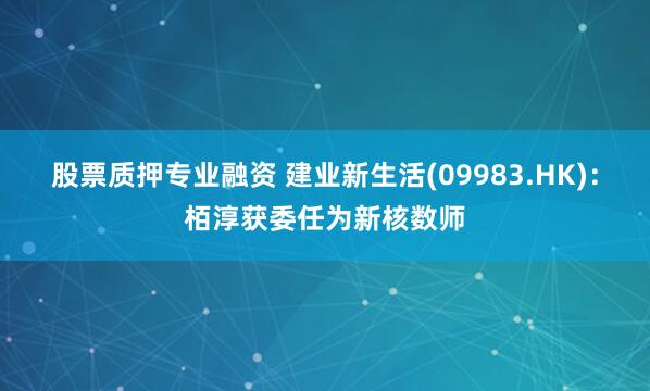 股票质押专业融资 建业新生活(09983.HK)：栢淳获委任为新核数师