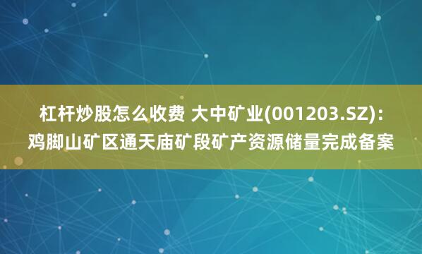 杠杆炒股怎么收费 大中矿业(001203.SZ)：鸡脚山矿区通天庙矿段矿产资源储量完成备案