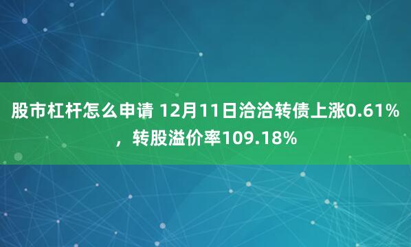 股市杠杆怎么申请 12月11日洽洽转债上涨0.61%，转股溢价率109.18%