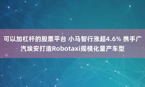 可以加杠杆的股票平台 小马智行涨超4.6% 携手广汽埃安打造Robotaxi规模化量产车型