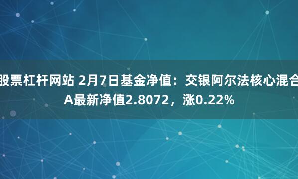 股票杠杆网站 2月7日基金净值：交银阿尔法核心混合A最新净值2.8072，涨0.22%